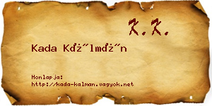 Kada Kálmán névjegykártya